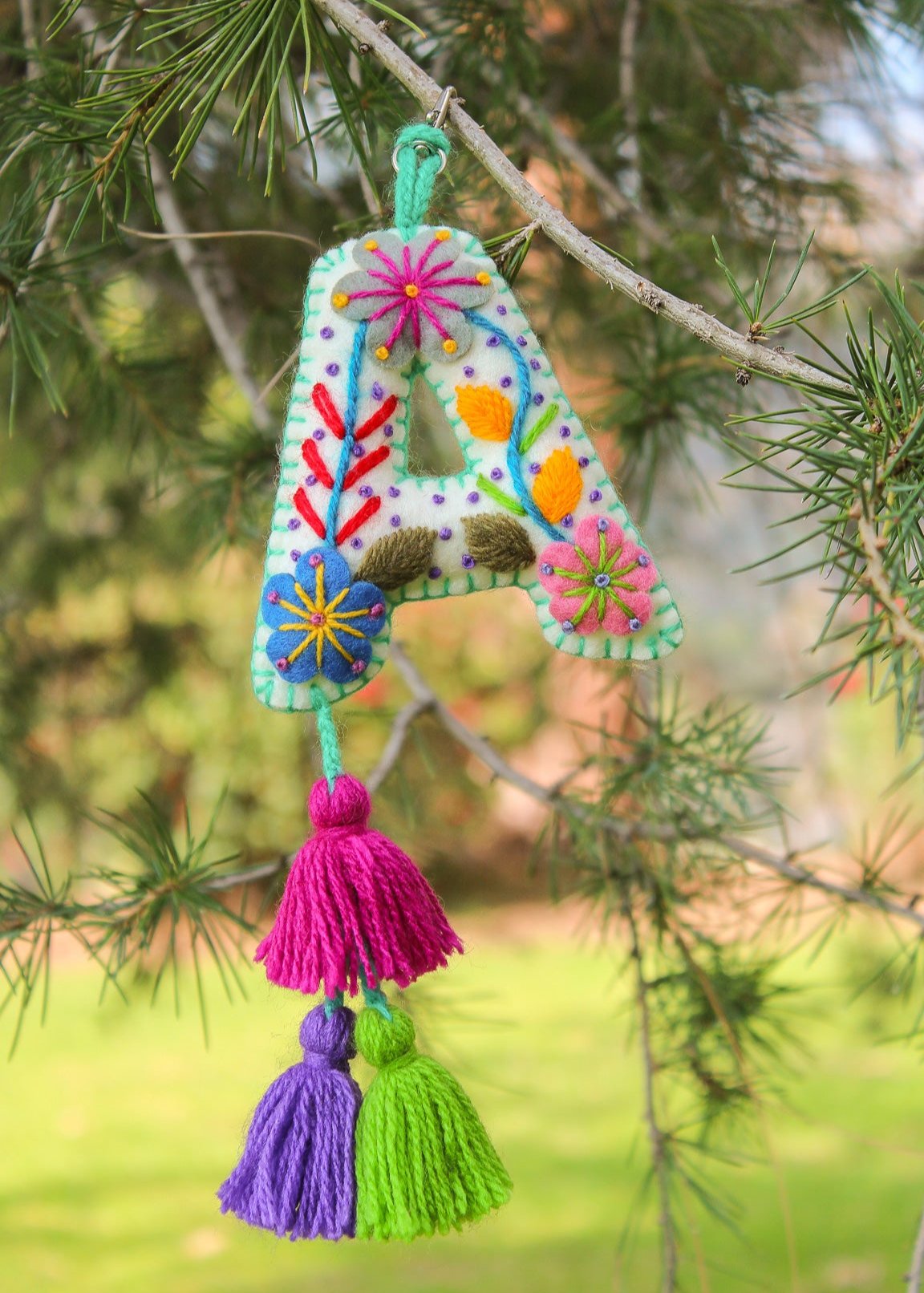 Peruvian Hand Embroidered Letter Shape Keychain