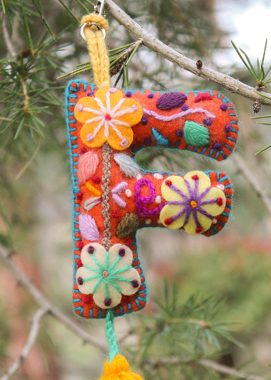 Peruvian Hand Embroidered Letter Shape Keychain