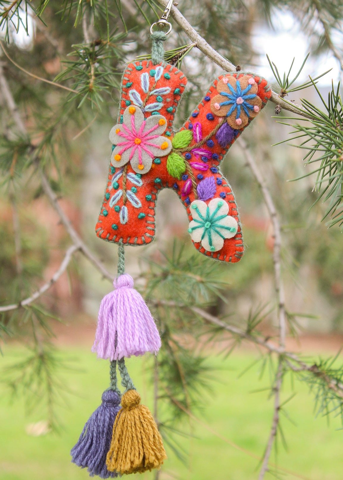 Peruvian Hand Embroidered Letter Shape Keychain