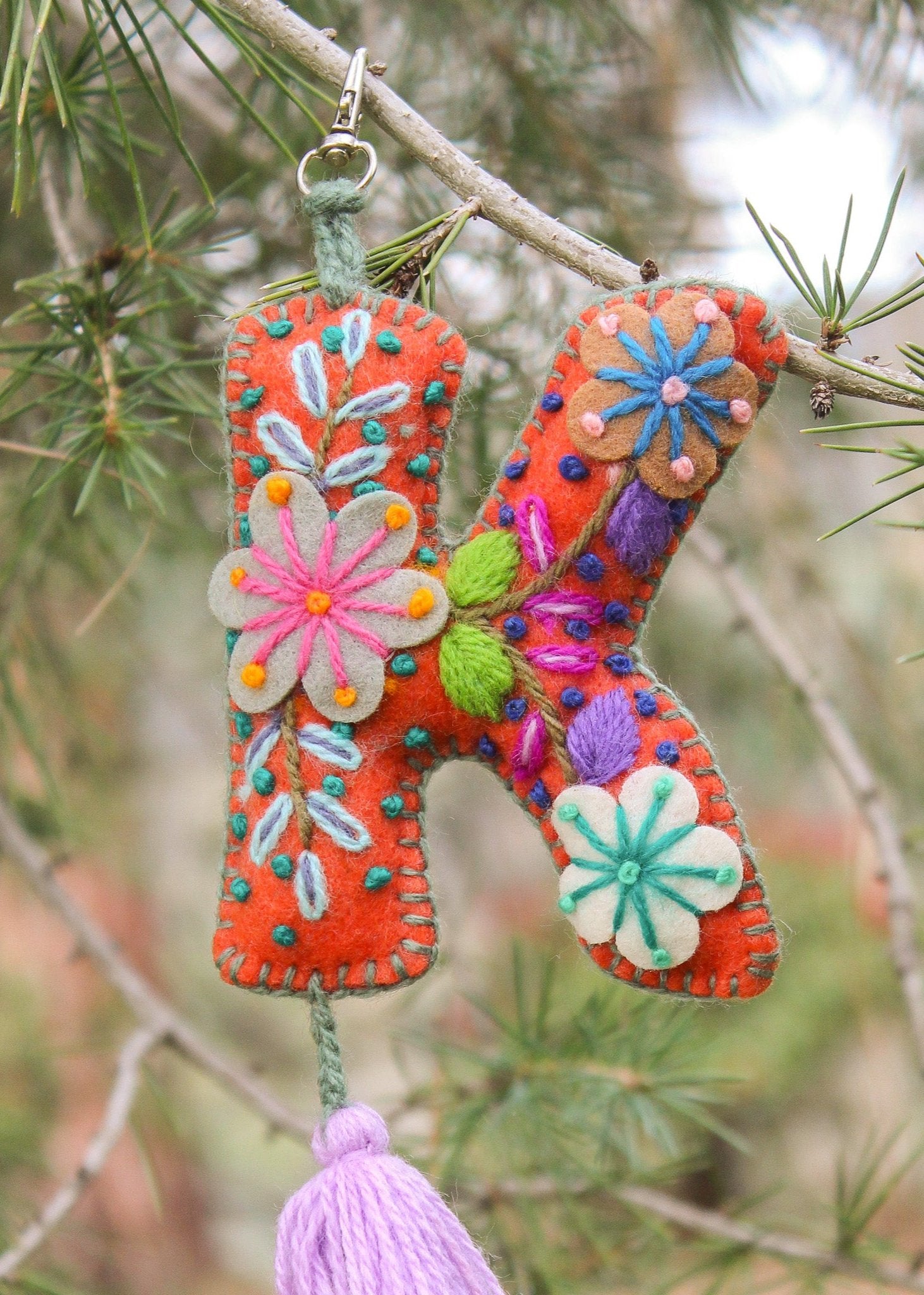 Peruvian Hand Embroidered Letter Shape Keychain