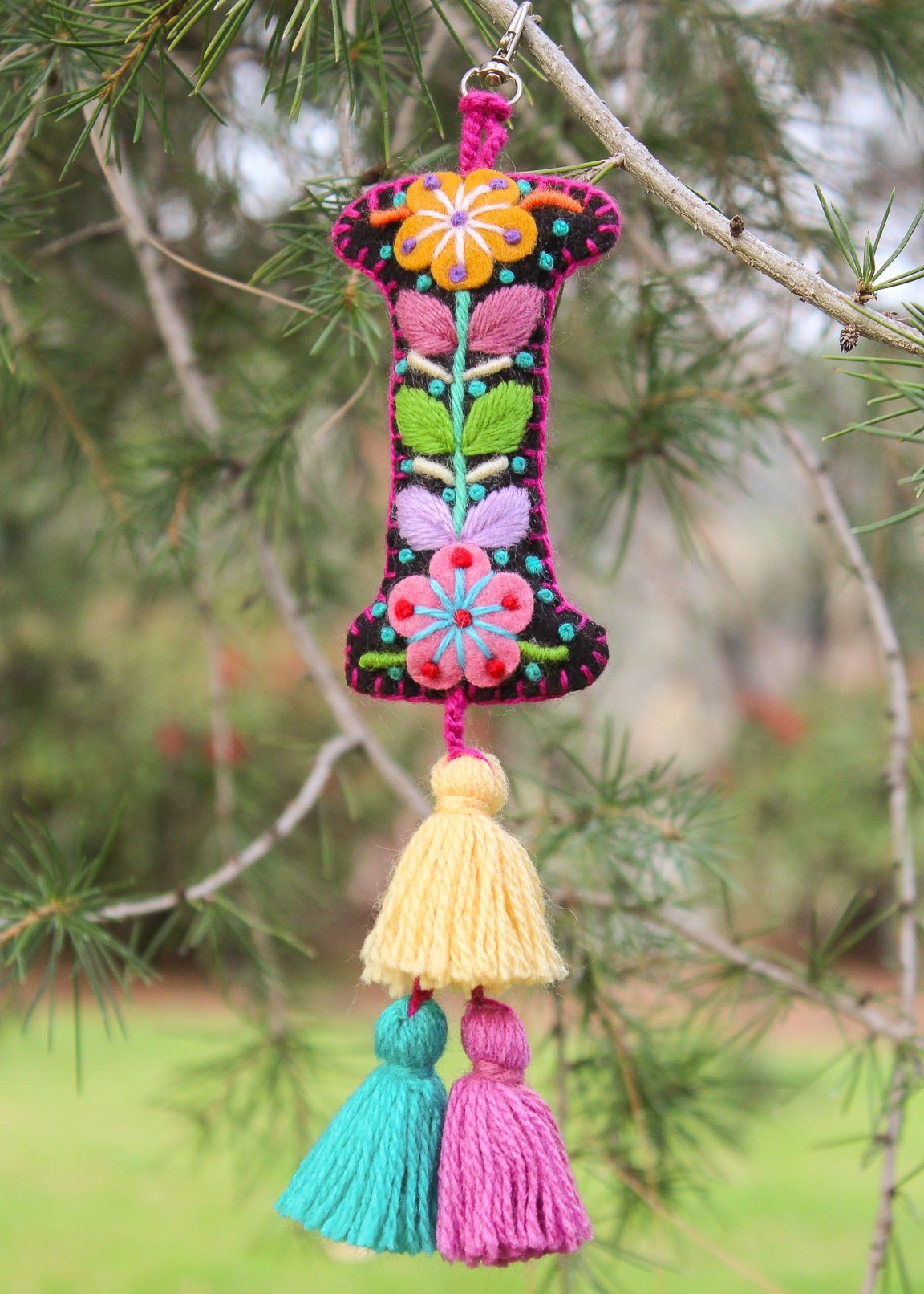 Peruvian Hand Embroidered Letter Shape Keychain