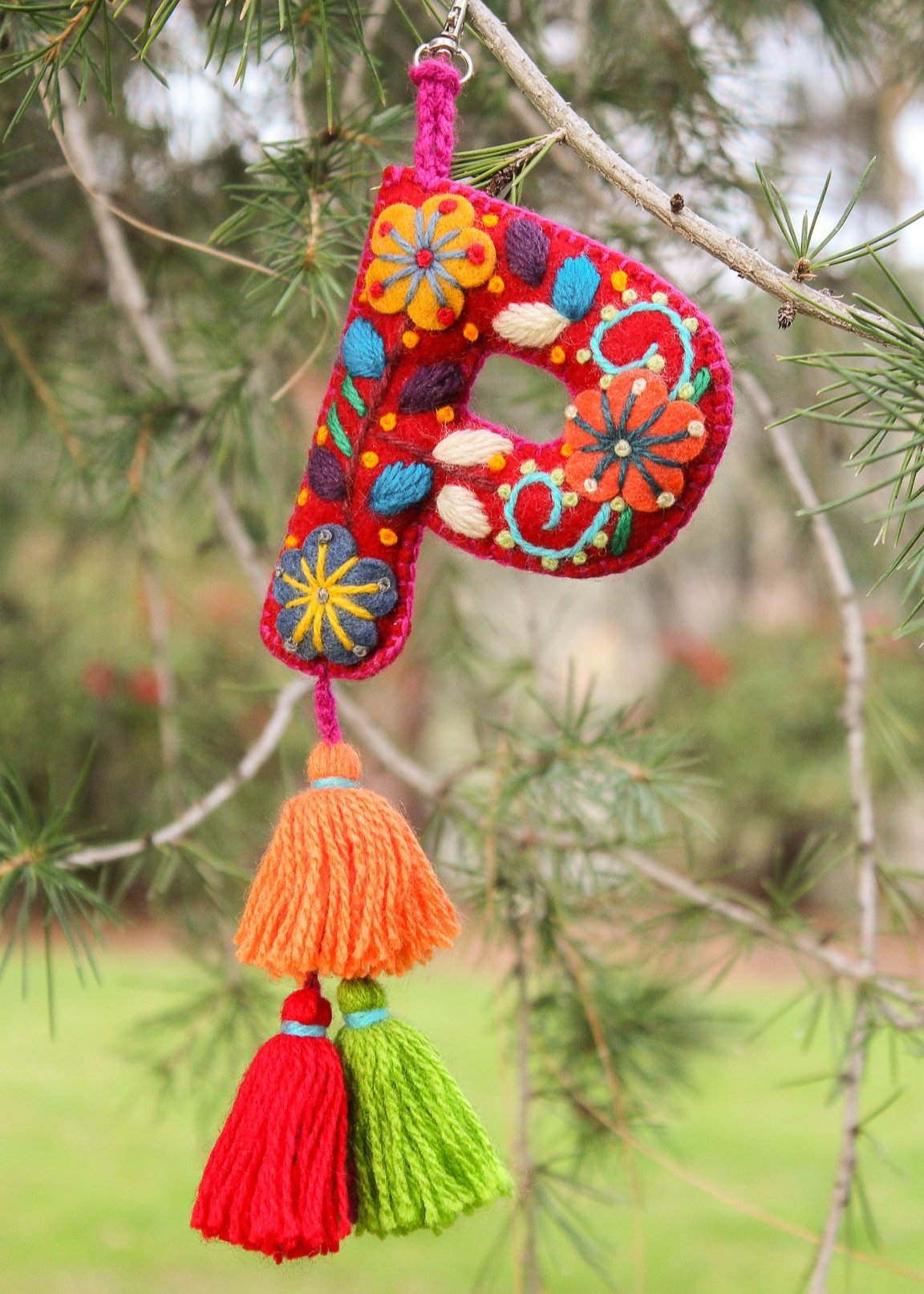 Peruvian Hand Embroidered Letter Shape Keychain