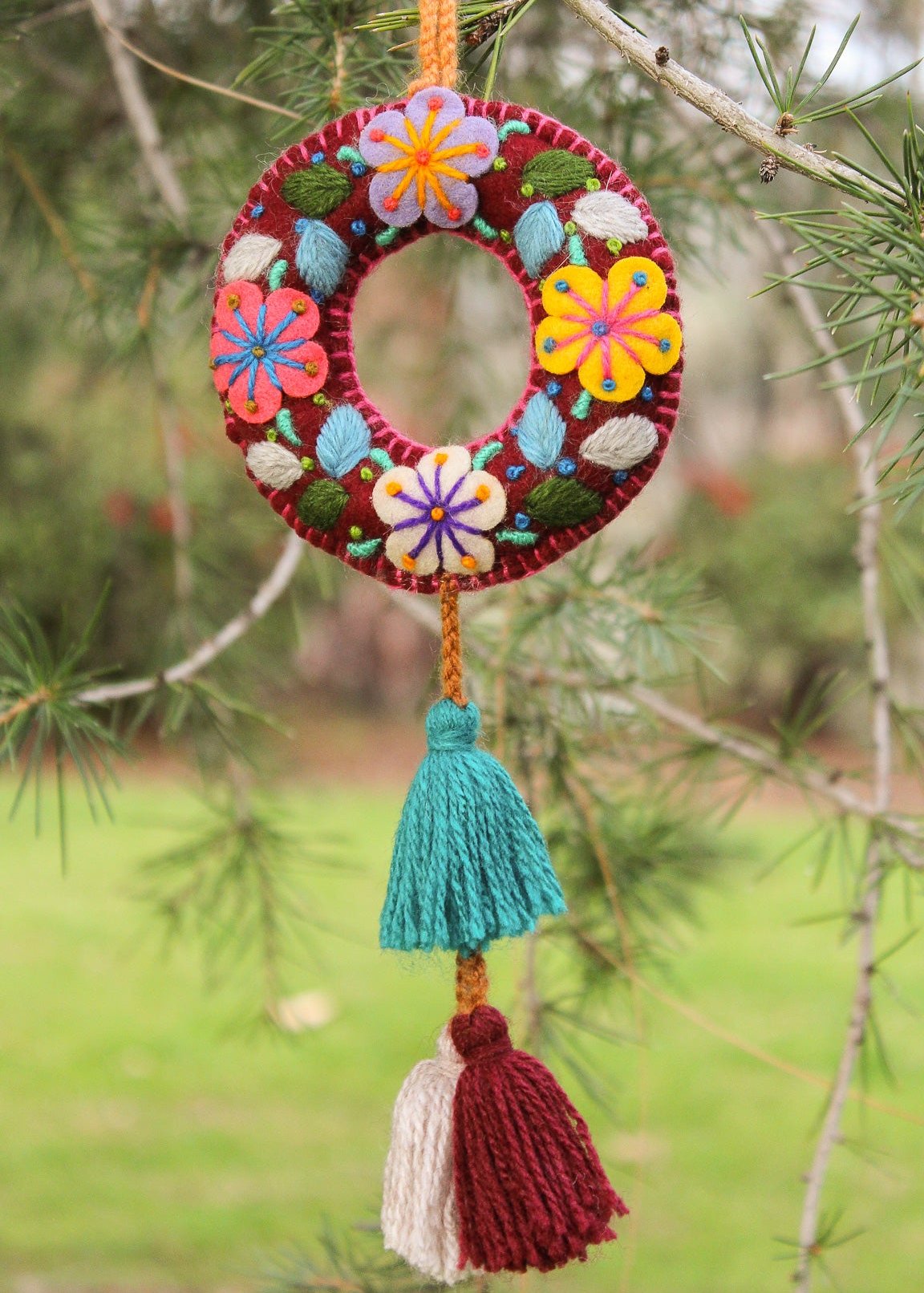 Peruvian Hand Embroidered Letter Shape Keychain