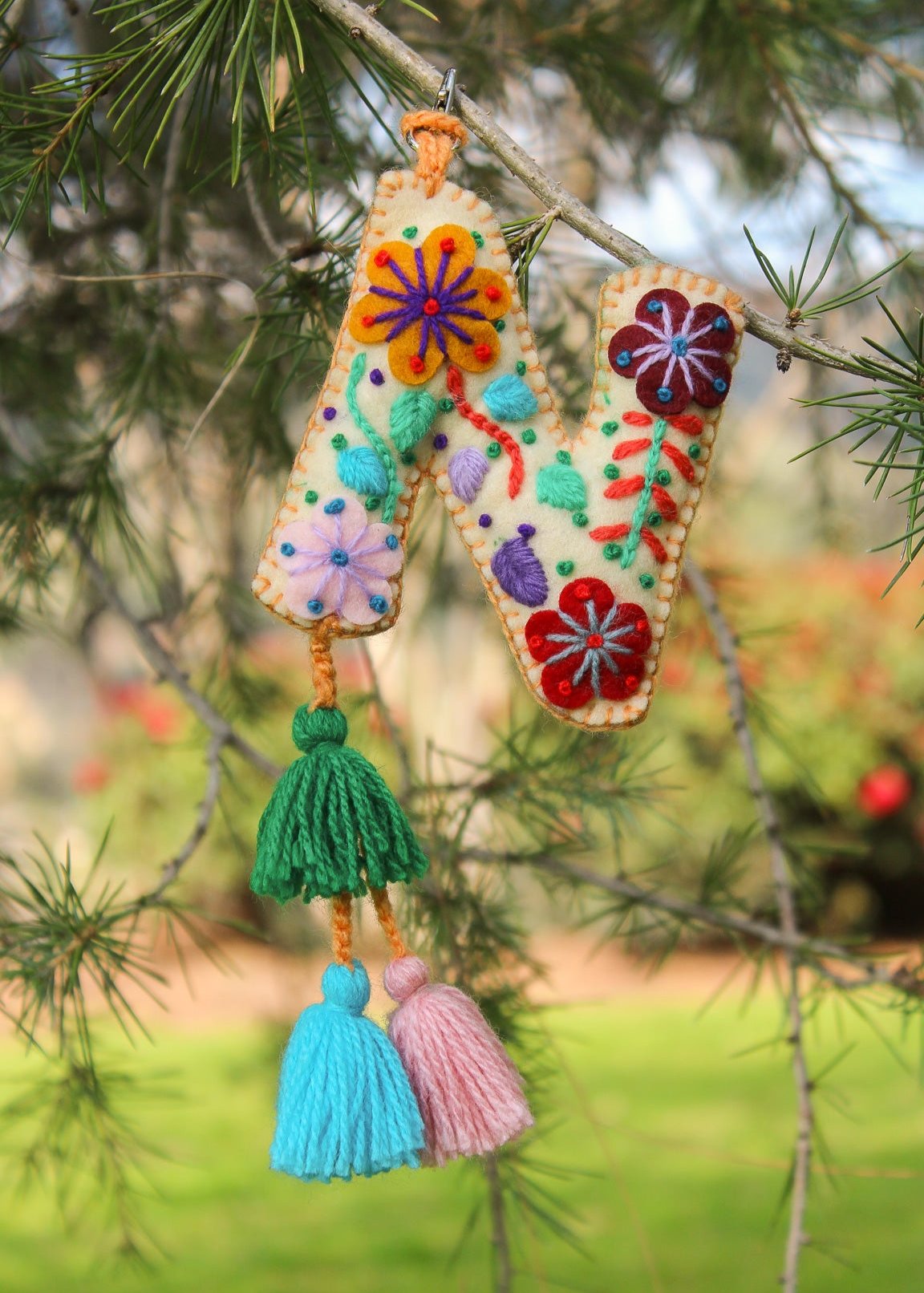 Peruvian Hand Embroidered Letter Shape Keychain