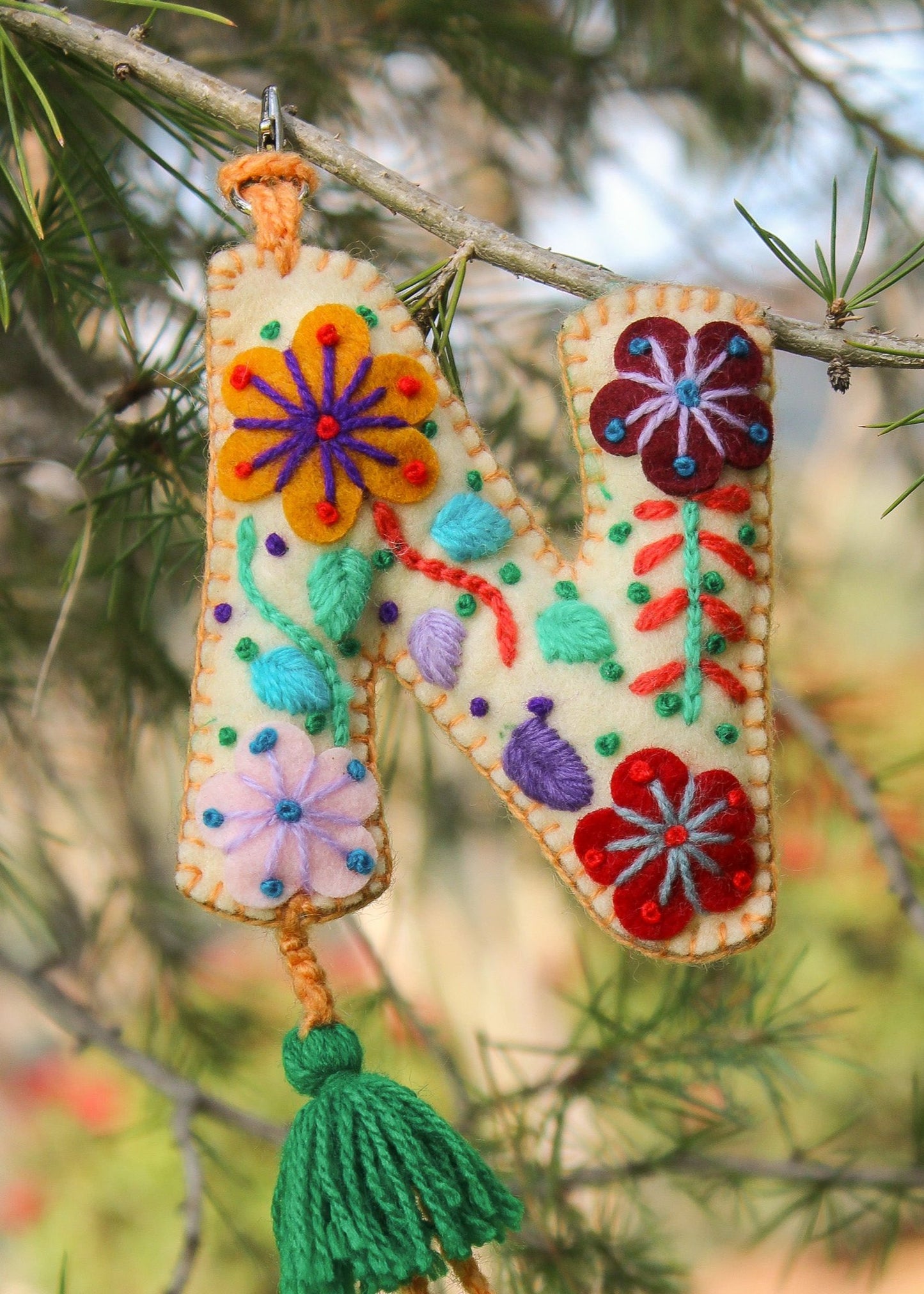 Peruvian Hand Embroidered Letter Shape Keychain