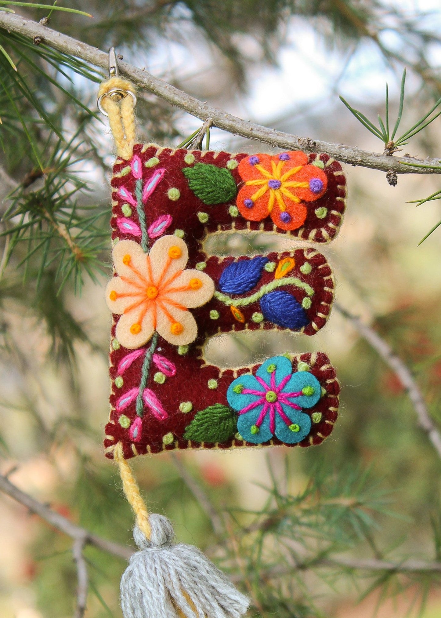 Peruvian Hand Embroidered Letter Shape Keychain