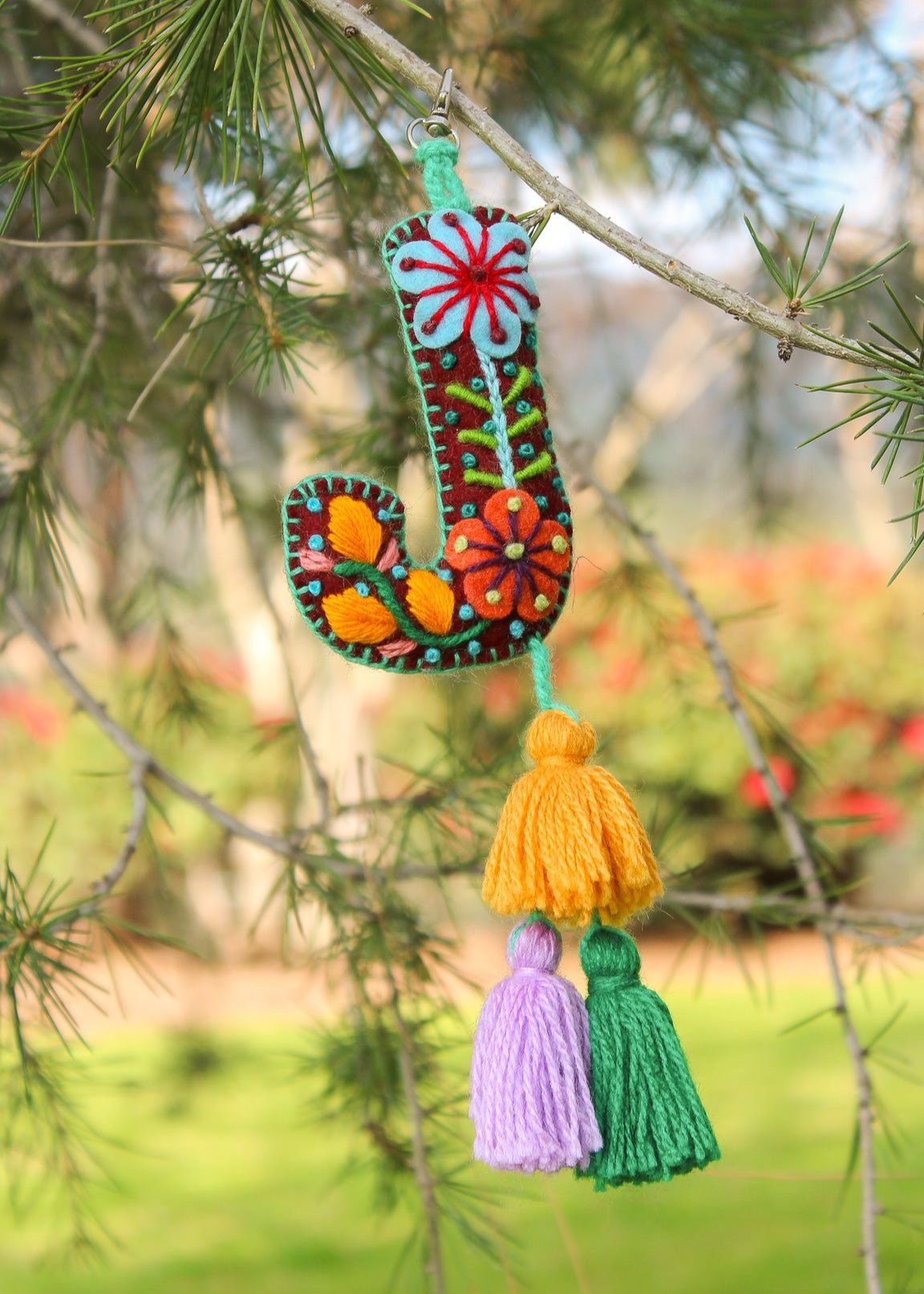 Peruvian Hand Embroidered Letter Shape Keychain