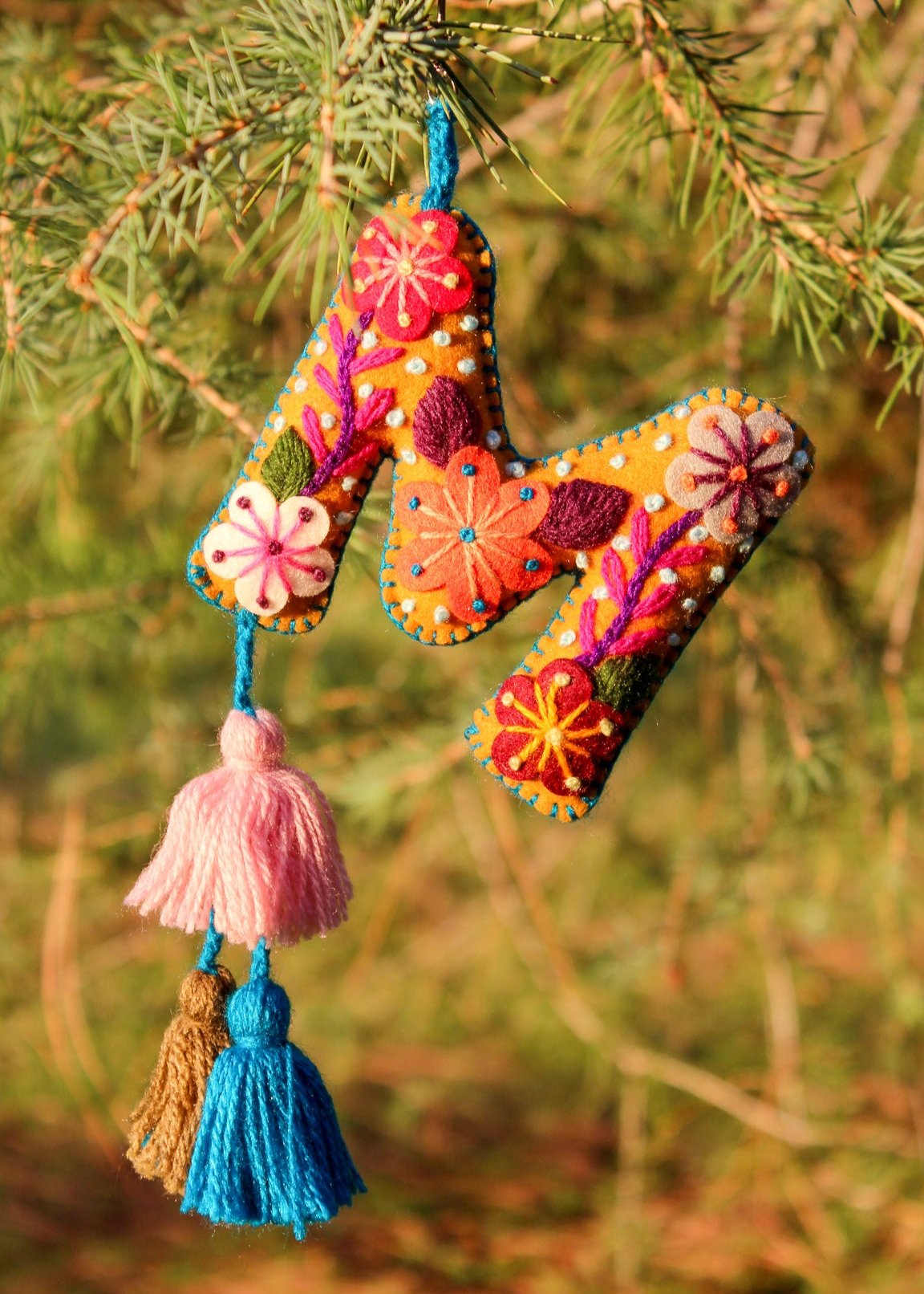 Peruvian Hand Embroidered Letter Shape Keychain