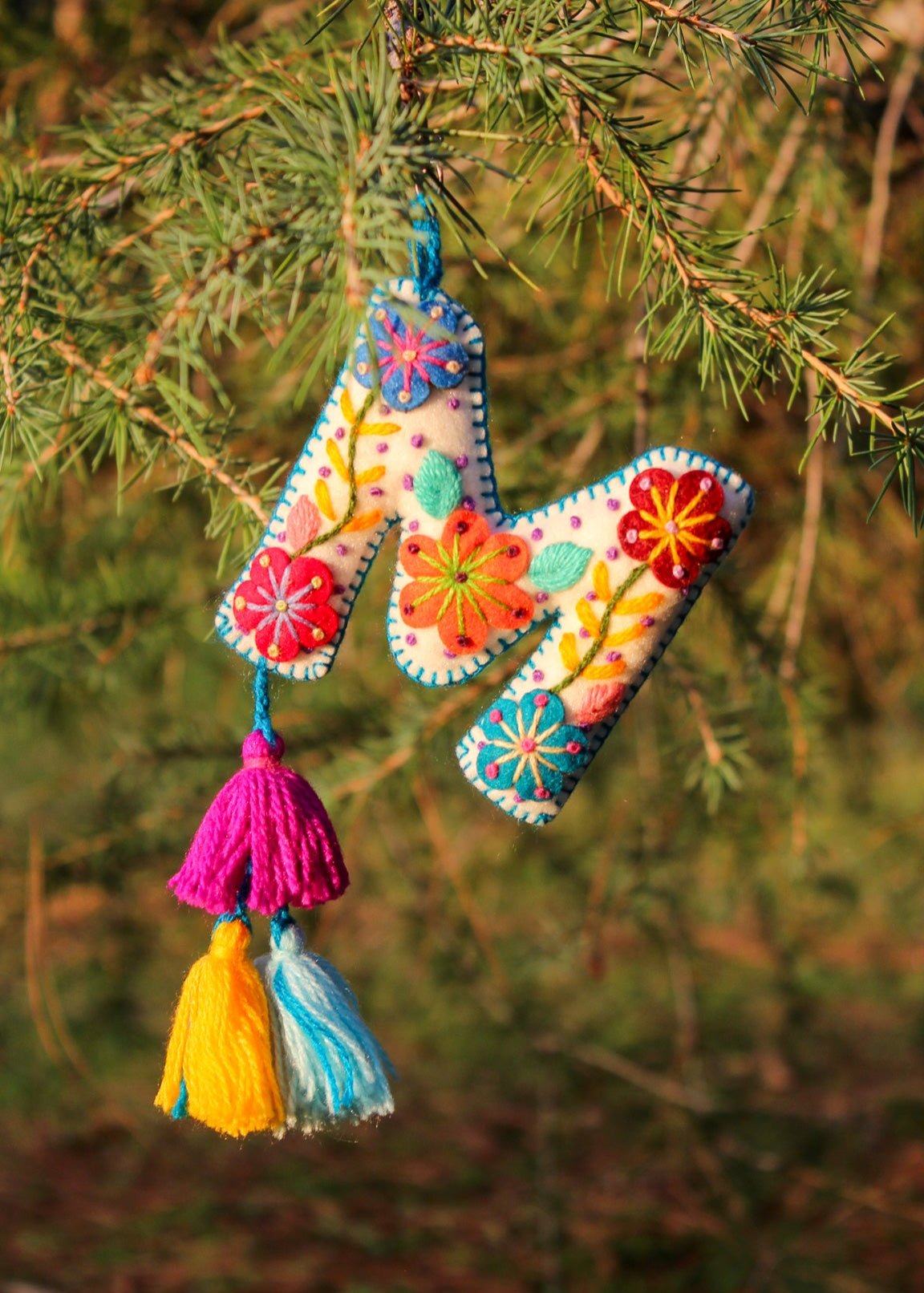 Peruvian Hand Embroidered Letter Shape Keychain