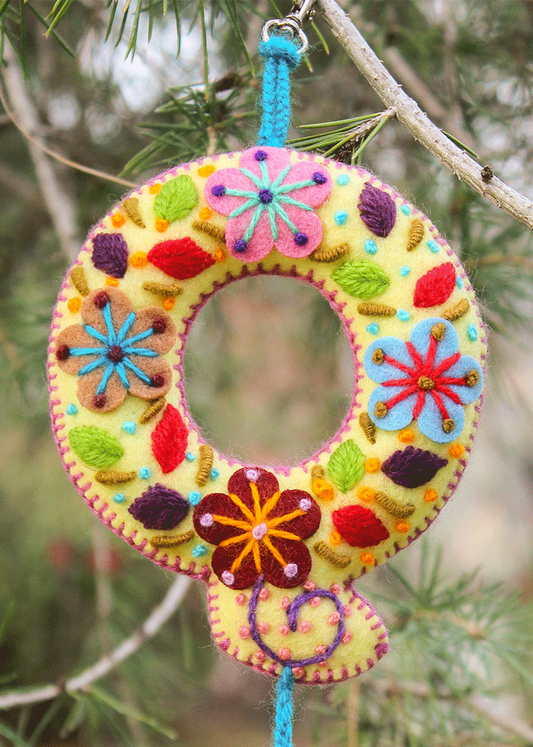 Peruvian Hand Embroidered Letter Shape Keychain