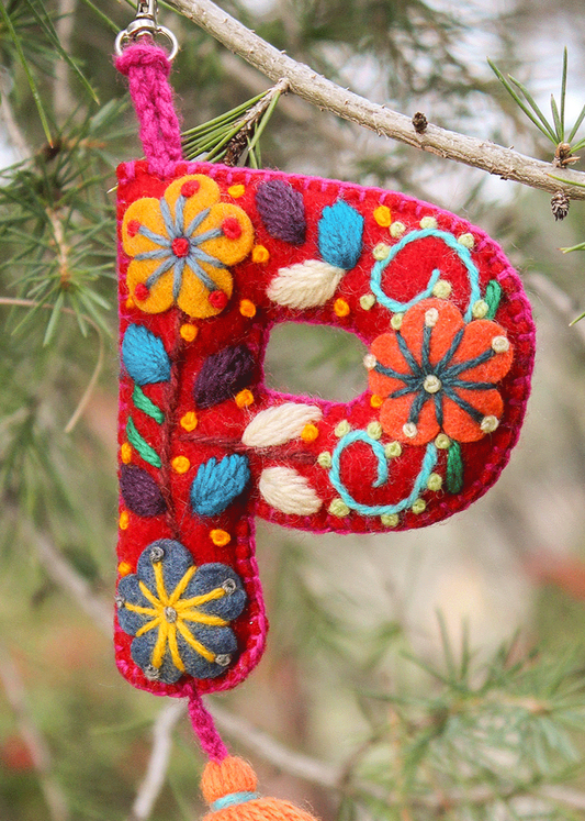 Peruvian Hand Embroidered Letter Shape Keychain