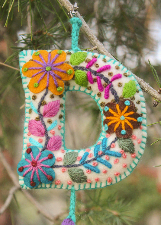 Peruvian Hand Embroidered Letter Shape Keychain