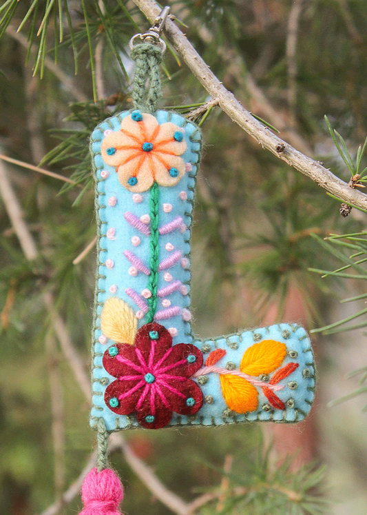 Peruvian Hand Embroidered Letter Shape Keychain